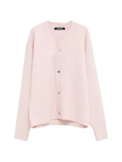 Jacquemus Le Cardigan Doppio Merino Wool-blend Cardigan In Pink