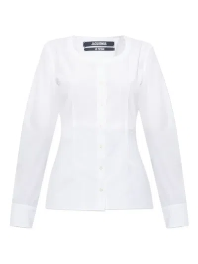 Jacquemus Button-front Long-sleeve Blouse In White