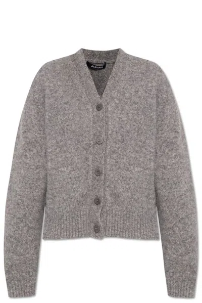Jacquemus V-neck Buttoned Cardigan In Grey