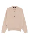 Jacquemus Polo Collar Knitwear With Ribbed Cuffs And Hem In Neutral