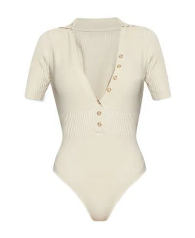 Jacquemus Button-up Short-sleeved Knitted Top In White