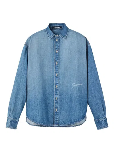 Jacquemus Button-down Denim Shirt In Blue