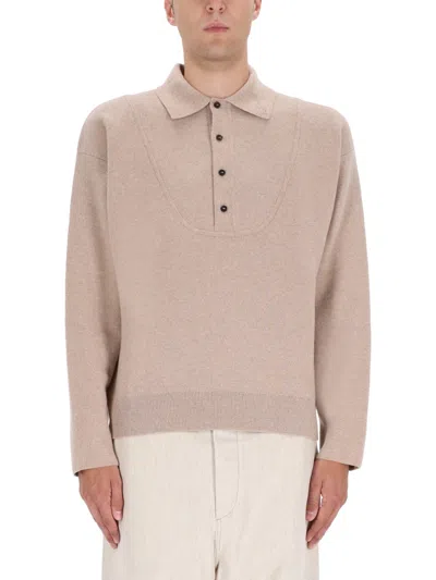 Jacquemus Buttoned Polo-neck Sweater In Neutral
