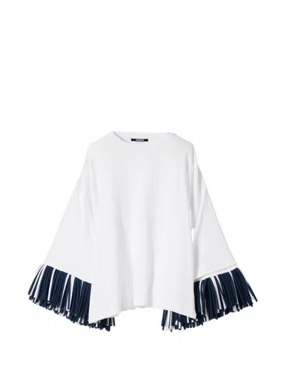 Jacquemus Cabana Fringe-trimmed T-shirt In White