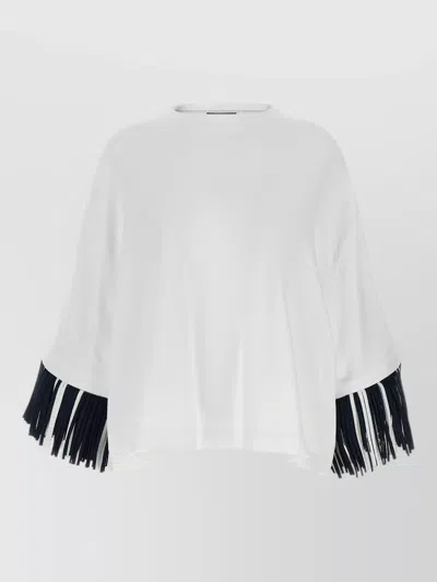 Jacquemus Cabana Knit T Shirt Fringe Contrast Trim In White