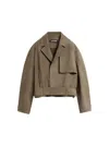 Jacquemus Cabana Leather Jacket Light Khaki In Green