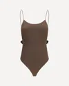 Jacquemus Cabana One Piece Swimsuit High Leg Ruffle In Brown