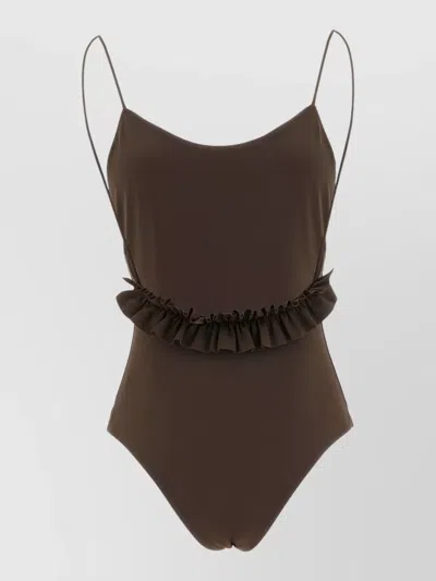 Jacquemus Cabana Ruffle Scoop Neckline Swimsuit One Piece In Multi