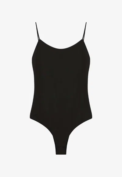 Jacquemus Black Cabana Swimsuit With Ruffles In Animal Print