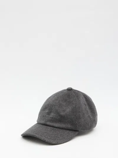 Jacquemus Cashmere Cap Curved Brim In Gray