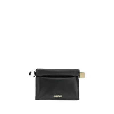 Jacquemus Calf Leather Bos Taurus Clutch Women's Bag In Black