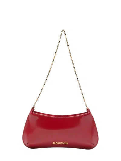 Jacquemus Calf Leather Chain Handbag With Gold-tone Hardware In Red