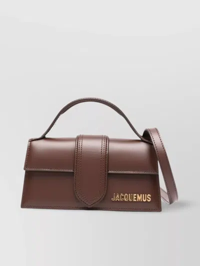 Jacquemus Calf Leather Shoulder Bag With Detachable Strap In Brown