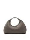 Jacquemus Structured Clutch Bag Featuring Metallic Handle In Gray