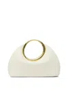 Jacquemus Curved Silhouette Smooth Finish Gold-tone Circular Handles In White