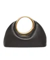 Jacquemus Lambskin Handbag With Circular Handle And Spacious Interior In Black