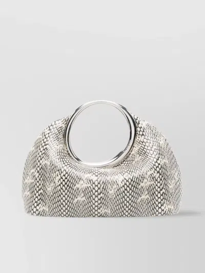 Jacquemus Calino Snakeskin Metallic Handle Clutch