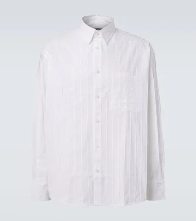 Jacquemus Camargue Embroidered Striped Cotton Shirt In White