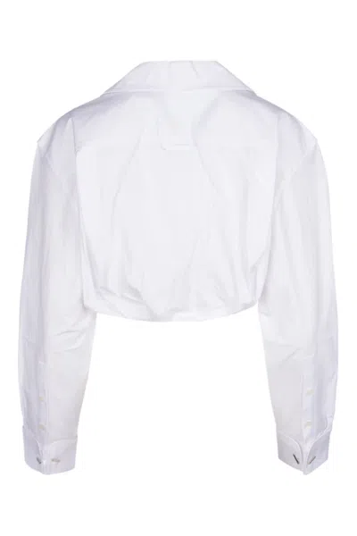 Jacquemus Drawstring Hem Cropped Shirt In White