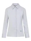 Jacquemus Womens Light Grey La Chemise Cuadro Script-embroidery Asymmetric Cotton Shirt In Blue