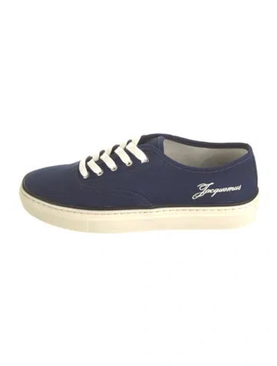 Pre-owned Jacquemus Canvas Embroidered Accent Sneakers In Blue