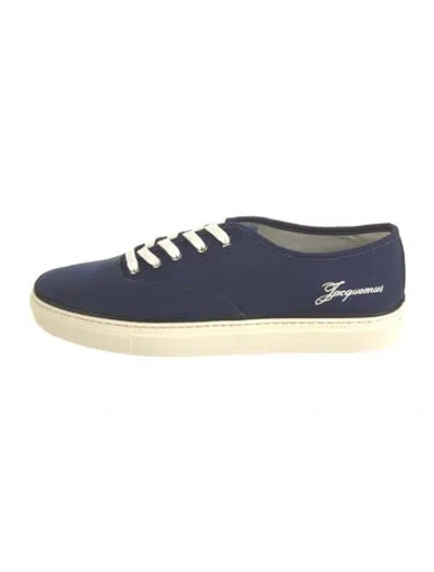 Pre-owned Jacquemus Canvas Embroidered Accent Sneakers W/ Tags In Blue