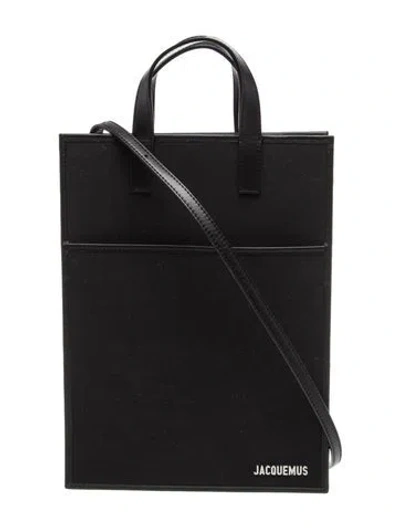 Pre-owned Jacquemus Canvas Top Handle Bag In Black