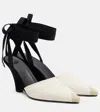 Jacquemus The High Espadrilles Colorblocked Wedge Mules In White