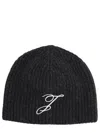 Jacquemus Ribbed Knit Merino Wool Cap With Subtle Embroidery In Black