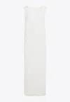 Jacquemus La Robe Capa Draped Open-back Ribbed Jersey Maxi Dress In White