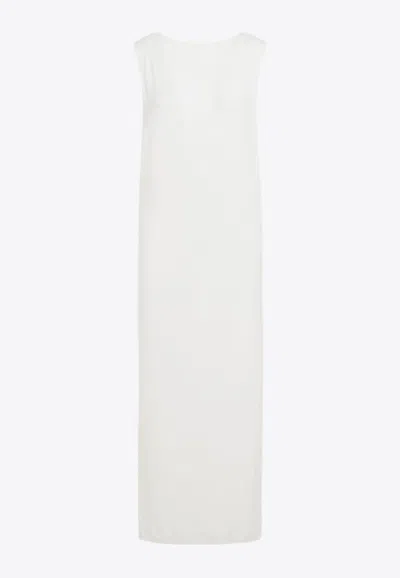 Jacquemus La Robe Capa Draped Open-back Ribbed Jersey Maxi Dress In White