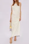 Jacquemus La Robe Peplo Longue Draped Long Dress In White