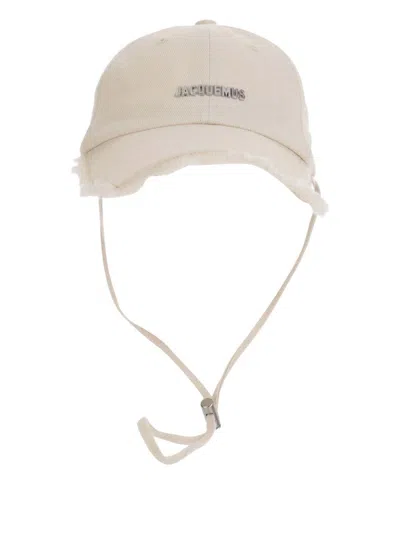 Jacquemus Cappello Artichaut In Cotone Bianco E Laccio  In Neutral