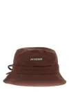 Jacquemus Logo Canvas Bucket Hat In Brown