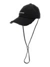 Jacquemus 'le Casquette Artichaut' Black Baseball Cap With Drawstring In Black