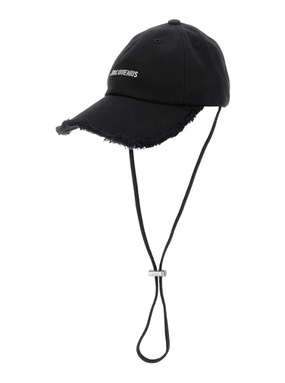 Jacquemus Cappello Le Casquette Artichaut Con Coulisse In Cotone Nero Uomo In Black