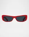 Jacquemus Capri Rectangle Acetate Sunglasses In Red Yellow Gold Grey