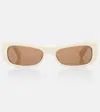 Jacquemus Les Lunettes Capri Rectangular Cat-eye Sunglasses. In Beige