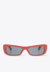 Jacquemus Capri Rectangular Sunglasses In Red