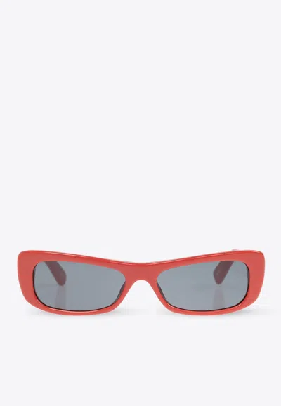 Jacquemus Capri Rectangular Sunglasses In Red