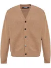 Jacquemus Logo Alpaca Cardigan Unique Pattern In Brown