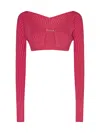 Jacquemus La Maille Pralu Cropped Cardigan In Pink