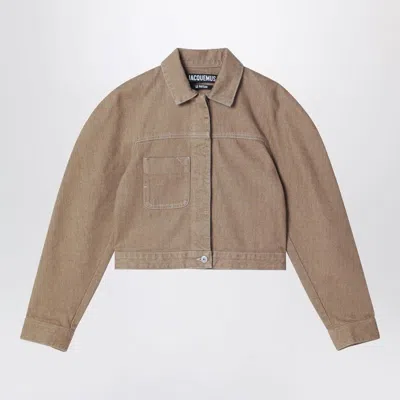 Jacquemus Beige Ovalo Cargo Cotton Jacket In Brown