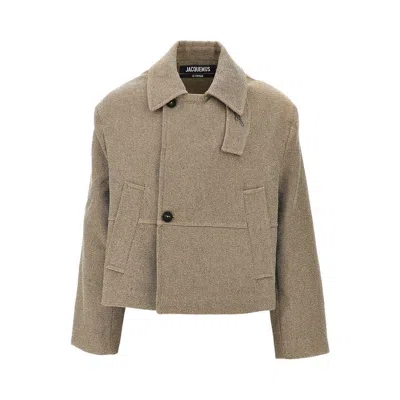 Jacquemus 'carre' Gabardine Peacoat In Brown