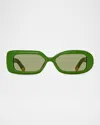 Jacquemus Carre Retro Round Acetate Sunglasses In Jade Green Yellow Gold Khaki