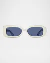 Jacquemus Carre Retro Round Acetate Sunglasses In White Navy Matte White
