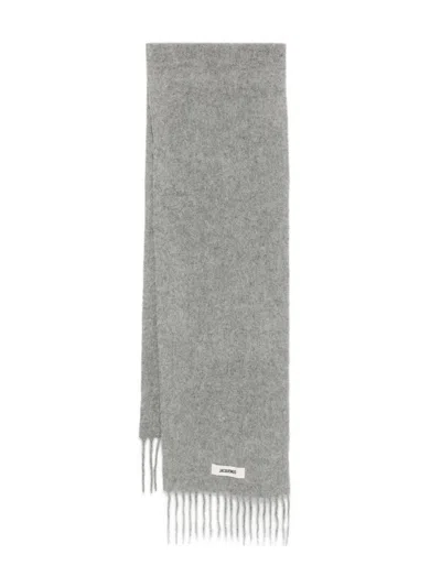 Jacquemus Carro L Scarf In Grey Alpaca In Neutral