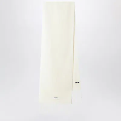 Jacquemus Ivory White Mohair And Alpaca Carro Scarf In Neutral