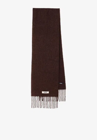 Jacquemus Carro Mohair Blend Scarf In Brown