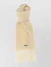 Jacquemus Carro Scarf Fringed Edges In Neutral